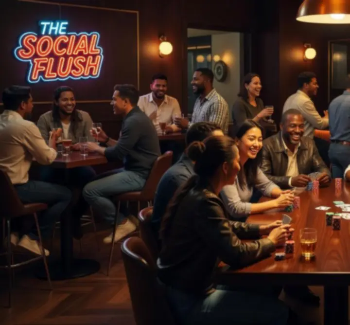 Goście przy barze i stołach pokerowych w VESTO CLUB