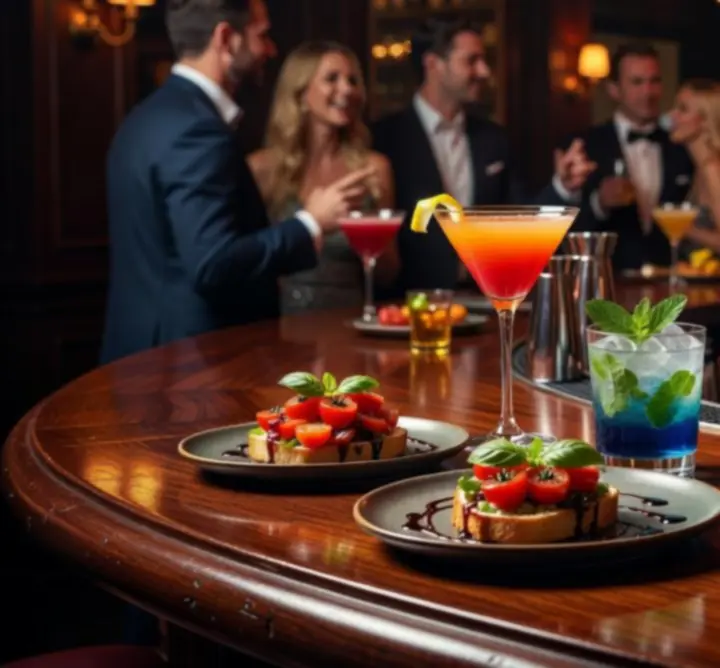 Kolorowe koktajle i przekąski w barze VESTO CLUB