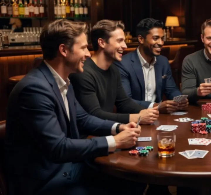 Grupa znajomych grających w pokera w VESTO CLUB