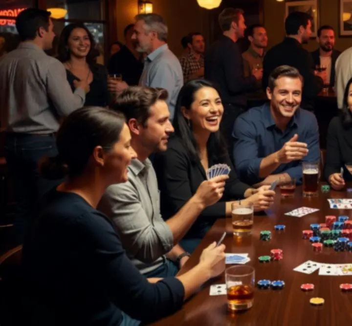 Stół pokerowy podczas nocnego turnieju w VESTO CLUB